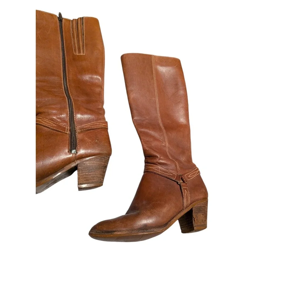 Vintage‎ Supple Leather Riding Boots | Brown Leather Knee High Boots 6.5 READ